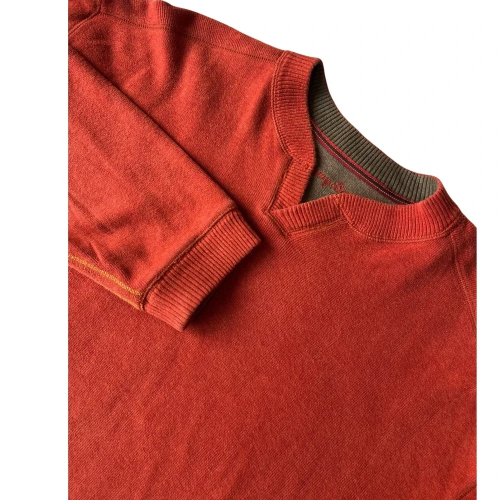 Tommy Bahama Men's Orange V-Neck Long Sleeve‎ Cotton Sweater Size L Fall